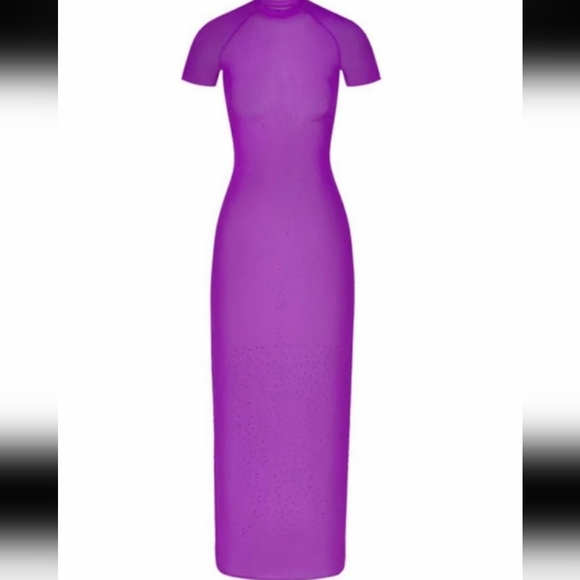SKIMS NWOT Purple Rhinestone Swim Coverup Dress - SIZE XXS-S - Picture 1 of 5